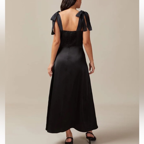 Rihoas  Black Tie Strap Satin Maxi Dress - Picture 4 of 5